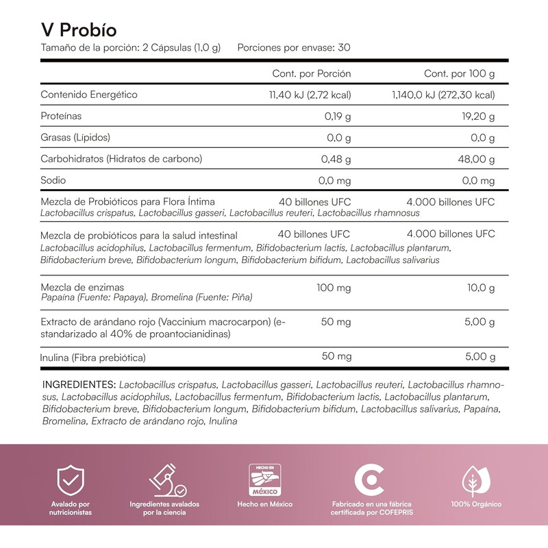 Zesty Nutrition V Probió Ultra Women's Probiotics 80 Billion CFU,