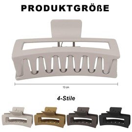 Bangbobi Set of 4 Large Hair Clips for Thick, Long Curls - 13 cm Jumbo Hair Clips Women's Hair with Non-Slip Mats Material - Large Hair Clip