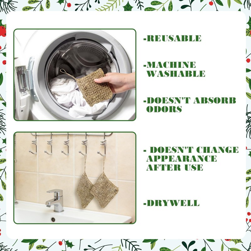 6 Pack Natural Hemp Dish Sponges, 4x4 Biodegradable Scrubber