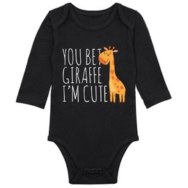 Listery - Body de jirafa divertido para bebé, ropa de bebé y recién nacido, negro, (Blacklong), 3 Meses
