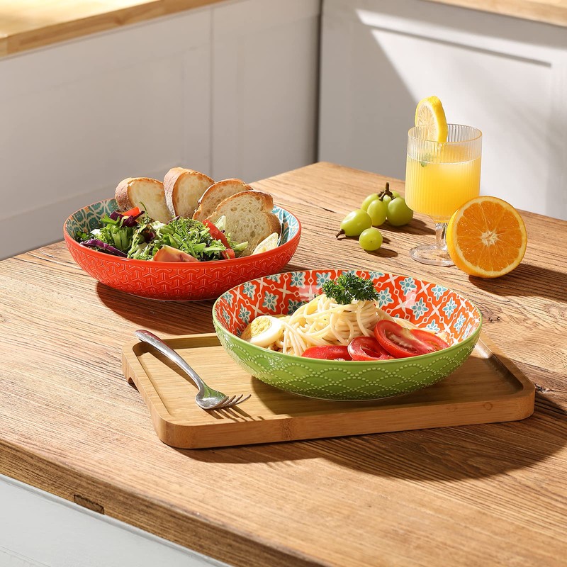 Metahom Ceramic Pasta Bowls, 40 Oz Large Salad Bowls, 8.75''