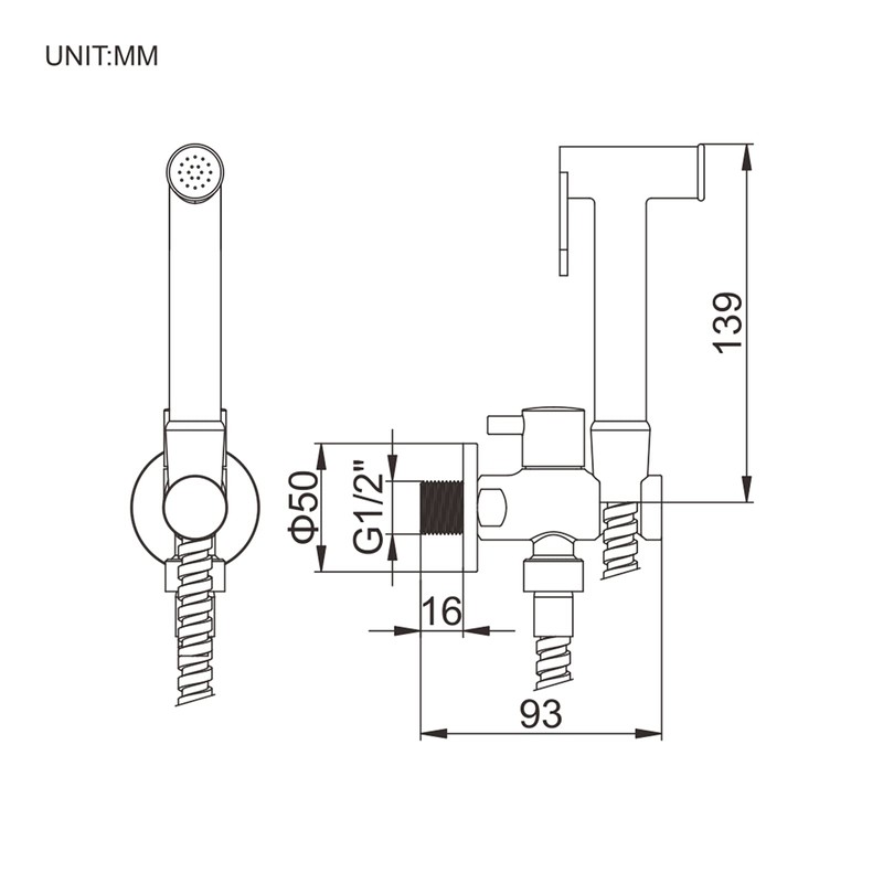 Ibergrif - Unterputz WC-Bidet Handbrause Set mit Douche und Halter,