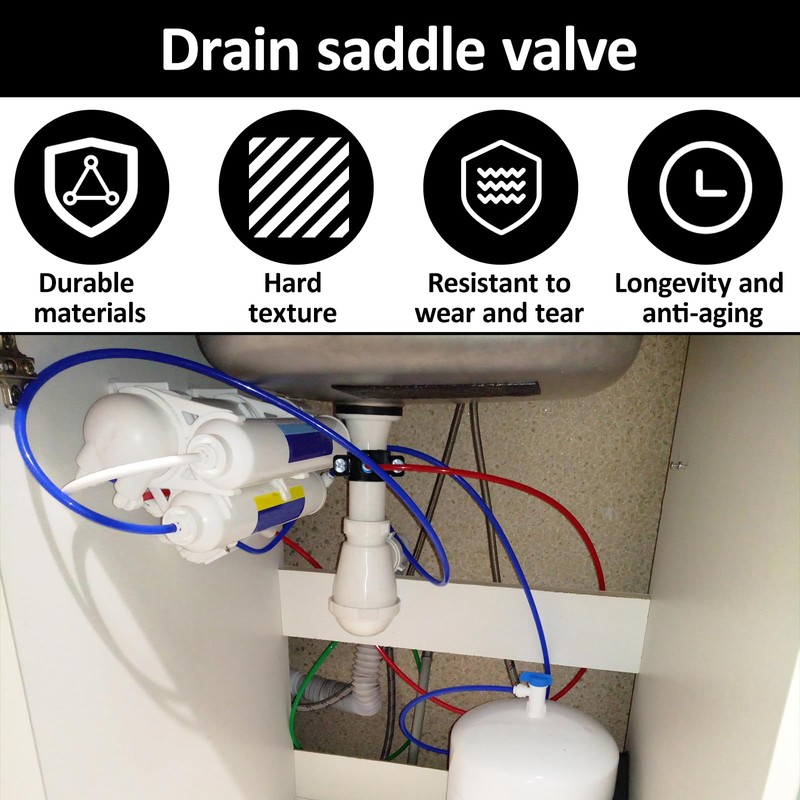 Drain Saddle Valve with 1/4" Quick Connect Plastic Water Filters,