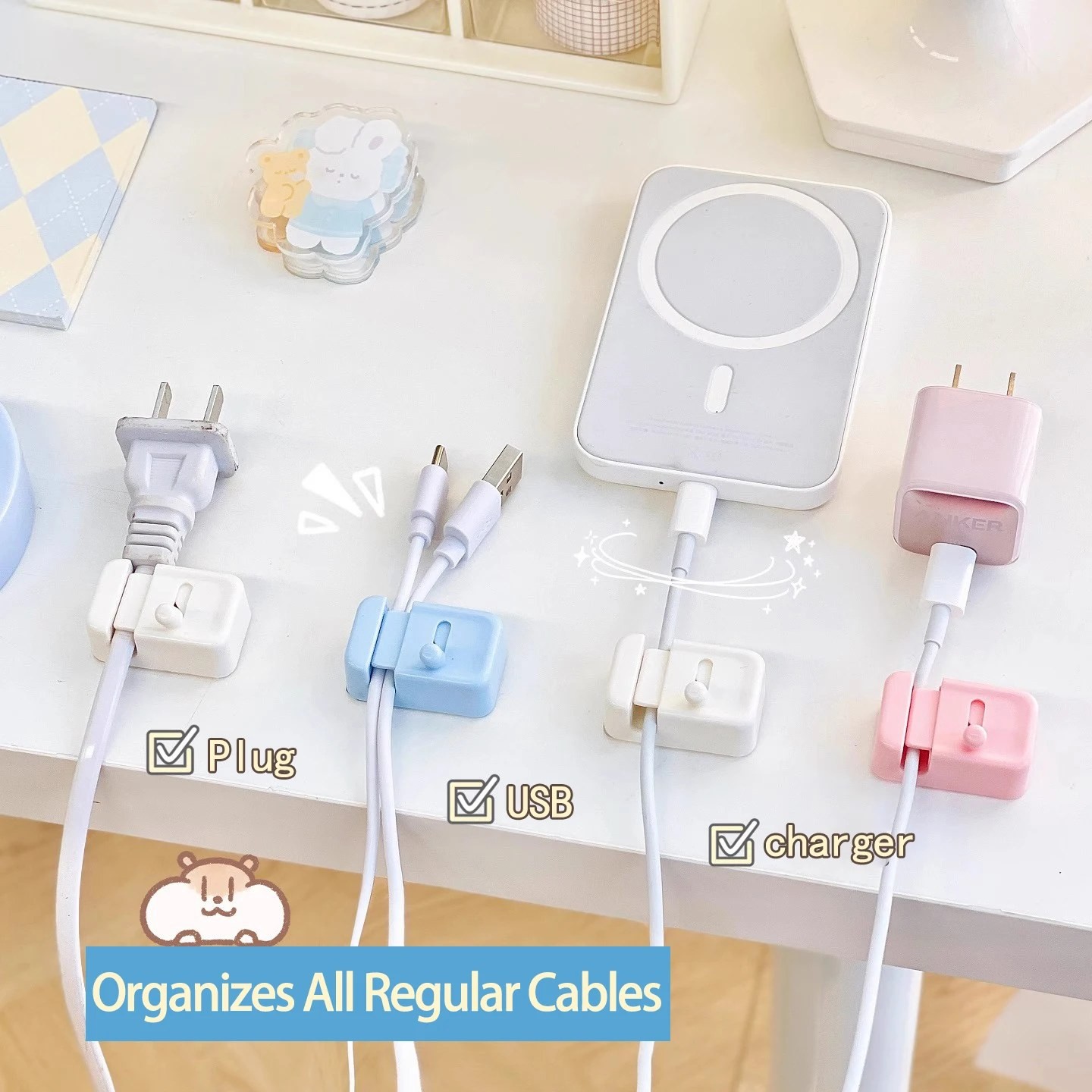 desk cable clip organizer