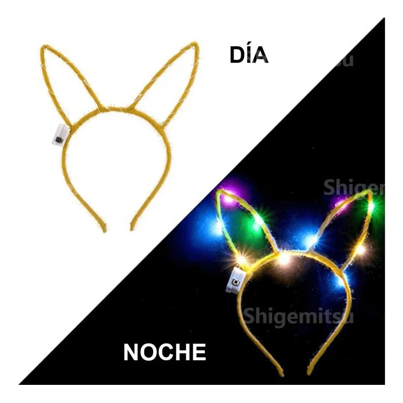 12 Tiaras Diademas Luz Neon Tocado Luminosa Orejas Fiestas