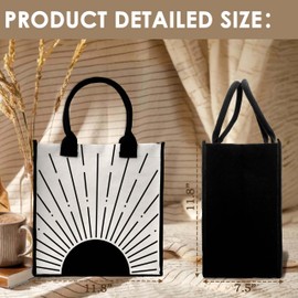ONDTOM Black Sunshine Canvas Tote Bags, Birthday Retirement Gifts for women Friends, Aesthetic Tote Bag, Reusable Grocery Bags Shopping Bags, Beach Essentials-A01