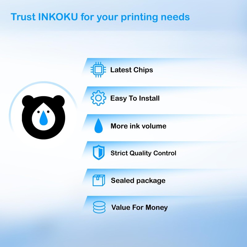 INKOKU LC406XL LC406 Black Ink Cartridges, 2 Pack Compatible with