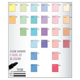 The Original Chartpak AD Markers, Tri-Nib, 25 Assorted Pastel Colors in Tabletop Cube, 1 Each (F)