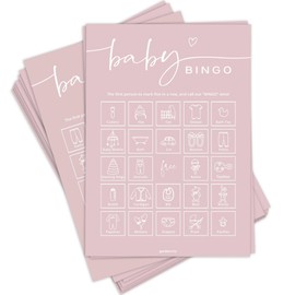 GardenCity Baby Shower Bingo Game for Girl, Pre-Filled Fun Baby Shower Activity, 50 Cards, Pink