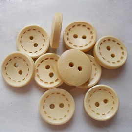 DanLingJewelry 100Pcs Handmade Wooden Buttons 15mm Round Wood Buttons 2 Hole Sewing Buttons for Clothing Knitting Crafting
