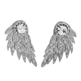 Vintage Rhinestone Angel Wing Stud Earrings for Women,Personality Exaggerated Ear Cuff Earrings Shiny Dainty Crystal Statement Earrings Wedding Party Jewelry Gifts (silver)