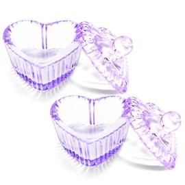 Mnk66 Glass Dappen Dish with Lid for Acrylic Nails Crystal Purple Acrylic Liquid Powder Glass Cup Nail Liquid Glassware Bowl, Sweet Heart (YSHJB019-Purple-2pcs)