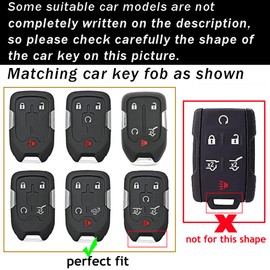 ontto Smart Remote Car Key Case Compatible with Silverado 1500 2500HD 3500HD Tahoe Suburban 2015-2020 Full Protection Decorated Key Housing Fit for GMC Yukon Sierra Acadia Terrain,Black