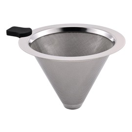 Small Size Pour Over Coffee Filter Dripper, Stainless Steel Metal Cone Drip Coffee Filter, Paperless and Permanently Reusable, Double Mesh Coffee,Tea Filter for 1-2 Cups