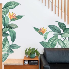 decalmile Wall Tattoo Banana Leaves Wall Sticker Tropical Plants Wall Sticker Bedroom Living Room Hallway Wall Decoration