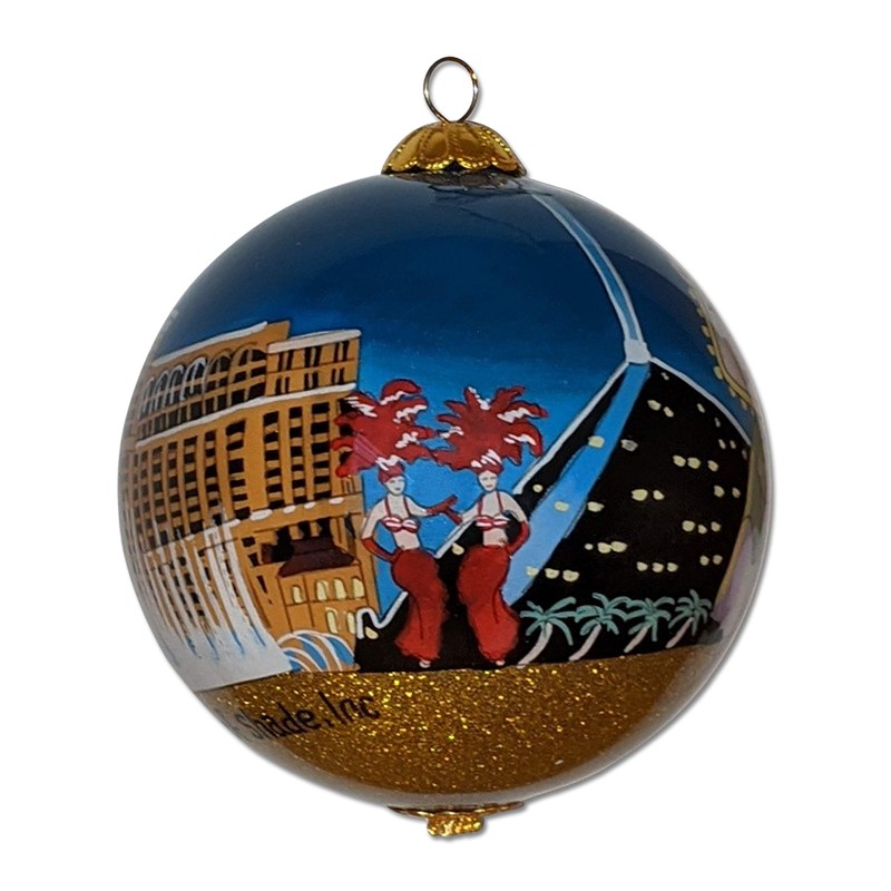 Las Vegas Christmas Ornament Hand Painted from Inside with Gift