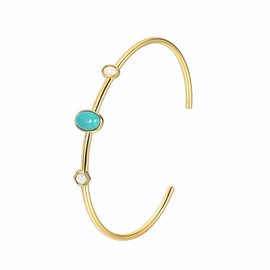 Lit Wall Cuff Bracelet for Women 18K Gold Plated Adjustable Turquoise Bangle Bracelets Gold Turquoise Cuff Bracelet for Women
