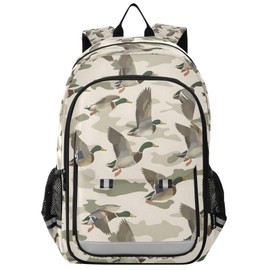 AEZODI Wild Duck on Camouflage Backpack for Boys Girls Students Bookbag School Daypack