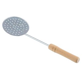 Slotted Skimmer Spoon with Wooden Handle - Stainless Steel Cooking Strainer Skimmer