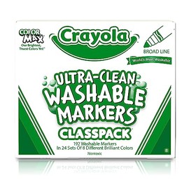 Crayola Ultra Clean Washable Markers, School Supplies Classpack, Broad Line, 8 Colors, Pack of 192