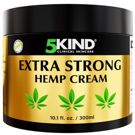 5KIND Extra Strong Hemp Cream - Maximum Strength - Natural Soothing Relief - Muscle Rub for Lower Back, Joints, Neck, Knees, Shoulders - 10.1 fl oz