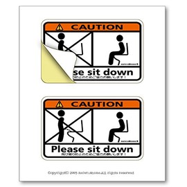Mavle@Home Sitting Toilet Stickers, No Standing Sit Sit Toilet Stickers, Manners Stickers (Set of 2 Small Sizes)