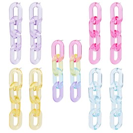 ANATTASOUL 5 Pairs Acrylic Paper Clip Earrings Chain Link Earrings Elegant Hollow Chain Earrings Retro Earrings Dangle Earrings For Women Statement Stud Earrings Jewelry Gift, Acrylic