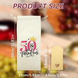 Bliceon Wine Drawstring Bag, Fun Decorative Wine Bag With Witty Quotes, 50th Birthday Gift For Women, Unique Birthday Gift for Mum, Wife, Girlfriend, Sister, Colleague