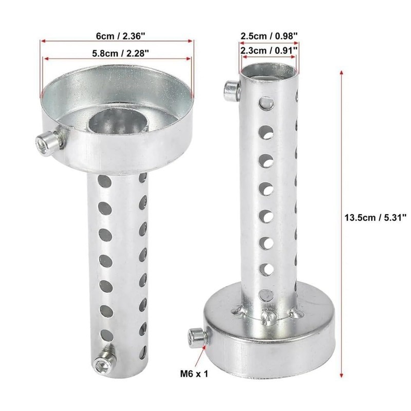 Pyladea 2 Pcs 60mm Silver Motorcycle Exhaust Silencer Motorbike Muffler