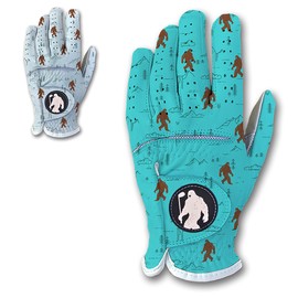 Bigfoot Yeti Sasquatch - Premium Cabretta Leather Men's Golf Glove Funny Golfer Gift Durable White Weather Grip Adult Left Right Hand Sizes S M Large XL XXL (Blue, Large, Worn on Your Left Hand)