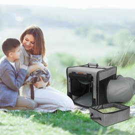 PETUX Cat Travel Carrier with Little Box, Various DIY Methods Large Cat Carrier, Cat Carrier Soft with Tunnel Tube-with Flannel Cushion, Hammock, Protable Tote (Grey)