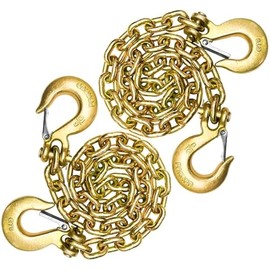 5/16" Trailer Safety Chains with Hooks G80 Trailer Chains with 4 X G70 Clevis Safety Hooks 35" 17000 lbs Break Strength 4900 lbs Safety Working Load Heavy Duty Tow Chains Binding Chains(2 Pack Yellow)