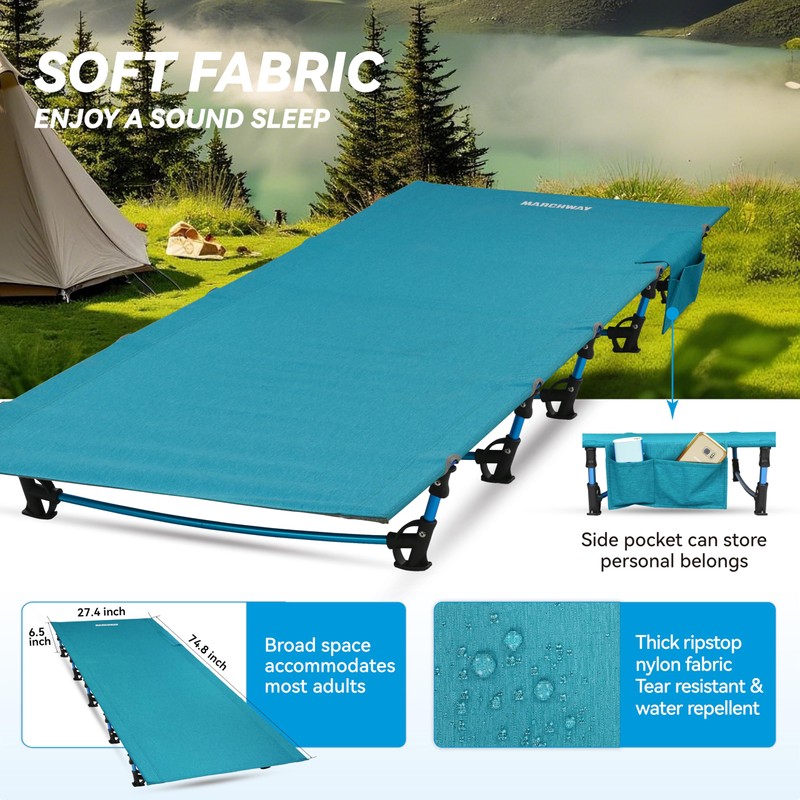MARCHWAY Ultralight Folding Tent Camping Cot Bed, Portable Compact for