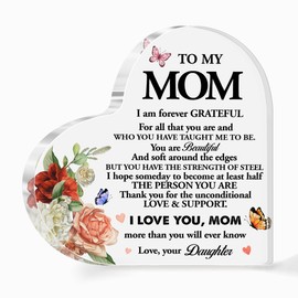Mom Gift from Daughter,Gift for Mom Christmas Birthday Mother's Day,Mom I Love You Mom More Than You Will Ever Know Quote Acrylic Heart Plaque A502