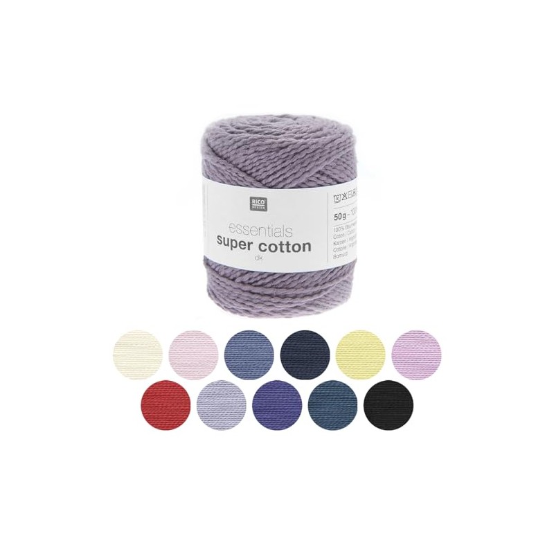 Essentials Super Cotton DK Knitting or Crochet Yarn Rico Design