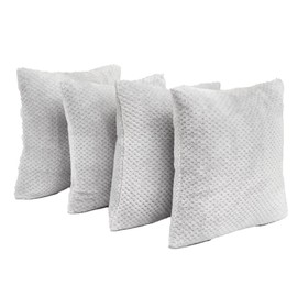 Brentfords Waffle Fleece Set of 4 x Cushion Covers 45 x 45 cm Plush Scatter Home Decor Pack, 18" x 18" - Silver Grey