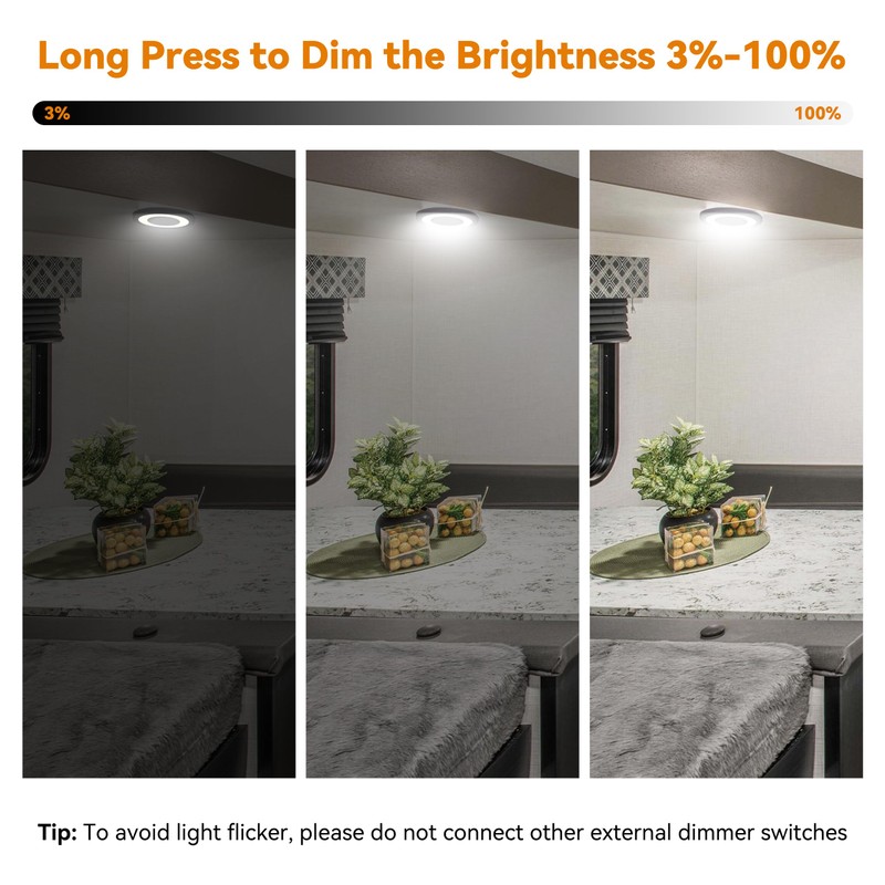 RVZONE RV Boat LED Ceiling Dome Light 12V 600LM RV