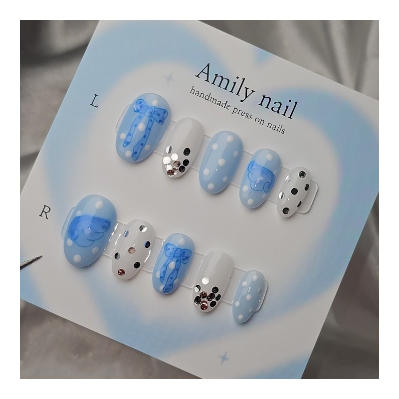 Blue Dot Angel [Handmade Nail Tip] Emily Nail - Short