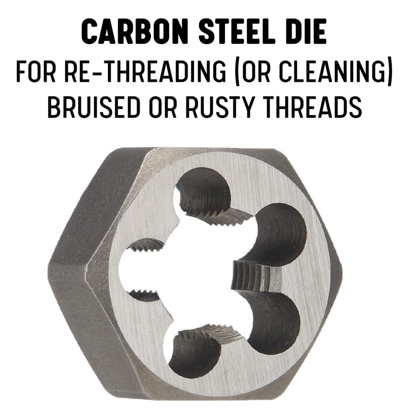 Drill America - DWTHX3816 3/8"-16 Carbon Steel Hex Rethreading Die,