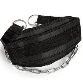 Faswin Dip Belt with 32 Inches Heavy Duty Steel Chain Double D-ring Weightlifting Back Support Strap Home Gym Equipment for Weight Lifting, Pull ups, Powerlifting and Bodybuilding Workouts