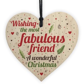 RED OCEAN For Best Friend Christmas Card Friendship Friend Wooden Heart Plaque Keepsake