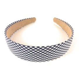 Fashion Accessories Now Navy Blue White headband gingham fabric covered hair band headband gingham plaid check 1 3/16 inches wide