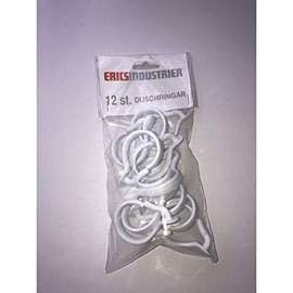 Erica Shower Curtain Rings for Shower Curtain Rods White, Pack of 12