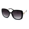 Womens Floral Rhinestone Jewel Rectangular Butterfly Sunglasses Black Smoke