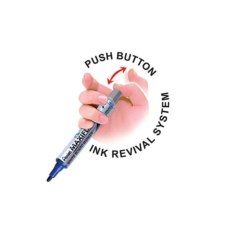 Pentel Maxiflo Dry Wipe Slim Chisel Tip Marker - Red