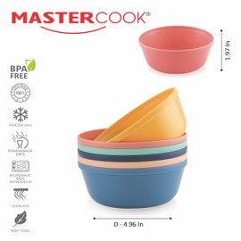 MASTERCOOK Plastic Bowl Set 6oz 15oz Multipurpose Plates Salad Pasta Bowls Ideal for Home Kids Parties Stackable Bowl for Kitchen BPA Free and Food Safe