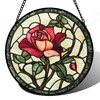 AMDERVEN Stained Glass Window Hanging, Red Rose Sun Catcher for