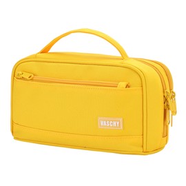 Vaschy Pencil Case, Large Capacity, Simple Pencil Case, Double Storage, Elementary School, Junior High School, High School Students, College Students, Pen Pouch, Adults, Boys, Girls, Gusset,