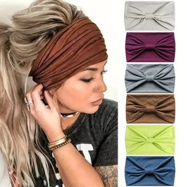 Headscarves for Women, Wide Headbands, Boho Fashion, Knotted Hair Bands for Adults, Women, Fashion Bandanas, Yoga, Sports, Hair Accessories (6WLight Green)