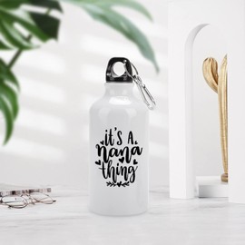 VEHFA Funny Aluminum Sports Water Bottle - It's A Nana Thing Insulated Sports Water Bottle with Carabiner Clip, 14 OZ, White
